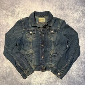 Y2K Aeropostale Womens XL Blue Denim Trucker Jacket Button Up Jean Coat 2000s